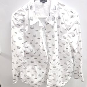 White Shirt with Crown Pattern Talbots S